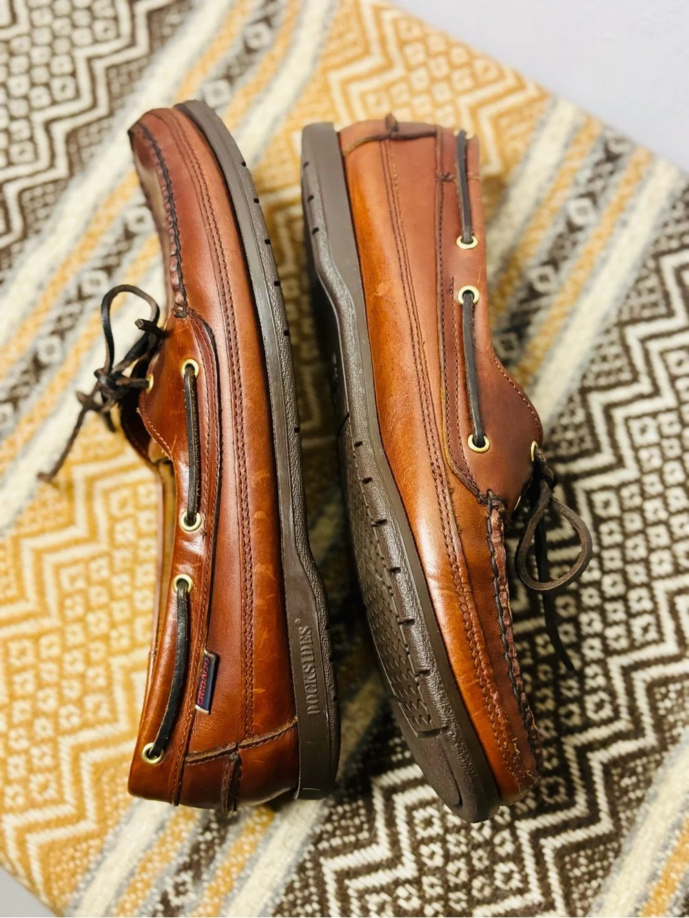 Sebago Chestnut Brown Leather Lace Up Boat Shoes men’s 12M